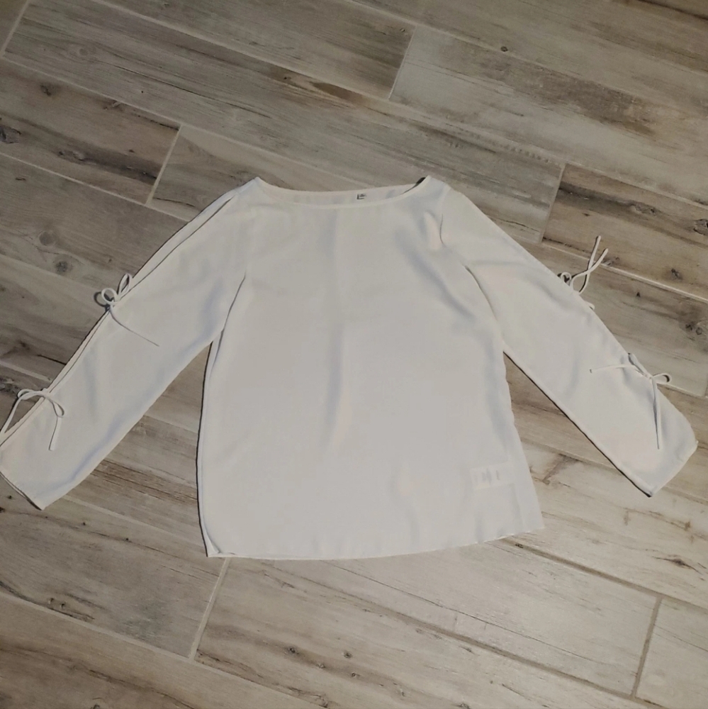 Wilfred Womens White Cut Out Long Open Tie Sleeve Aritzia Pozzi Blouse XS Career